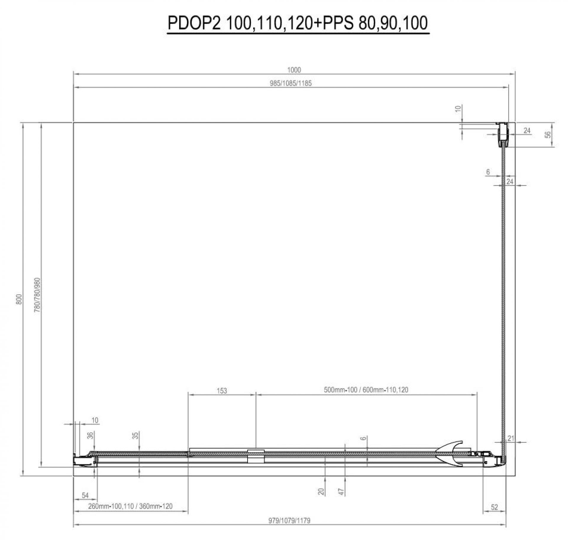 Душевой уголок Ravak Pivot PDOP2-100+PPS-90 белый + транспарент