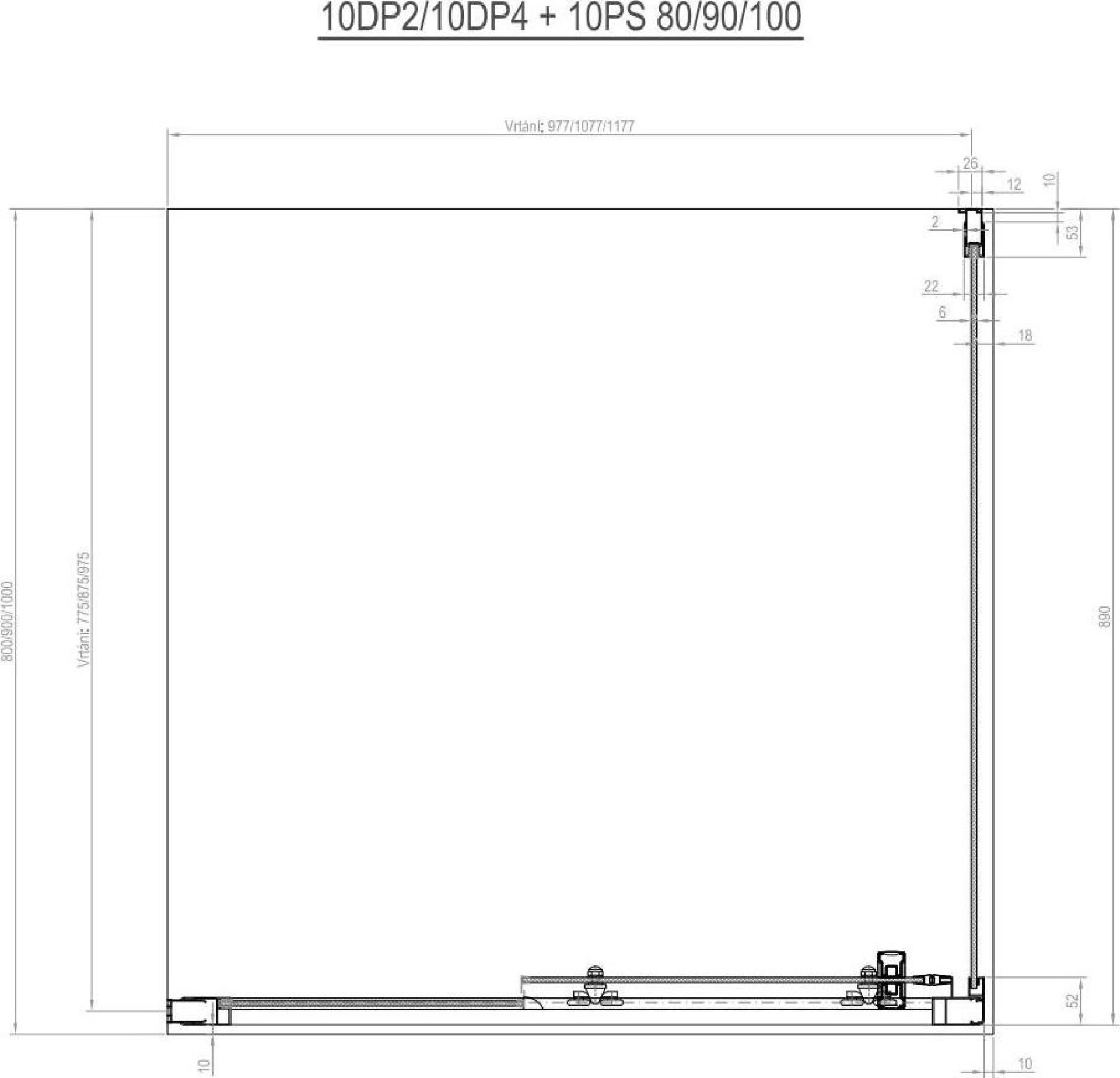 Душевой уголок Ravak 10° 10DP4-170+10PS-80 белый+транспарент