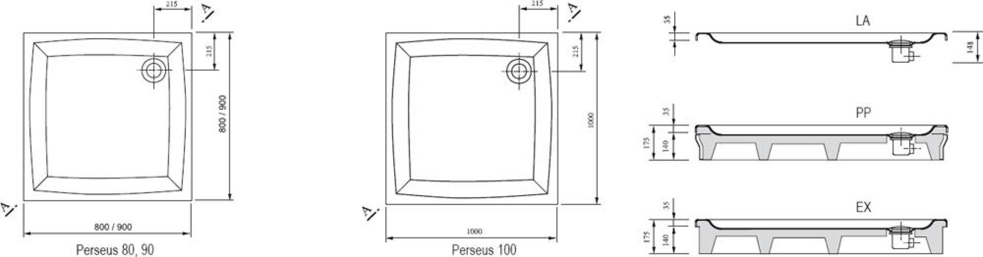 Душевой поддон Ravak Galaxy/Perseus-80 LA белый A024401210