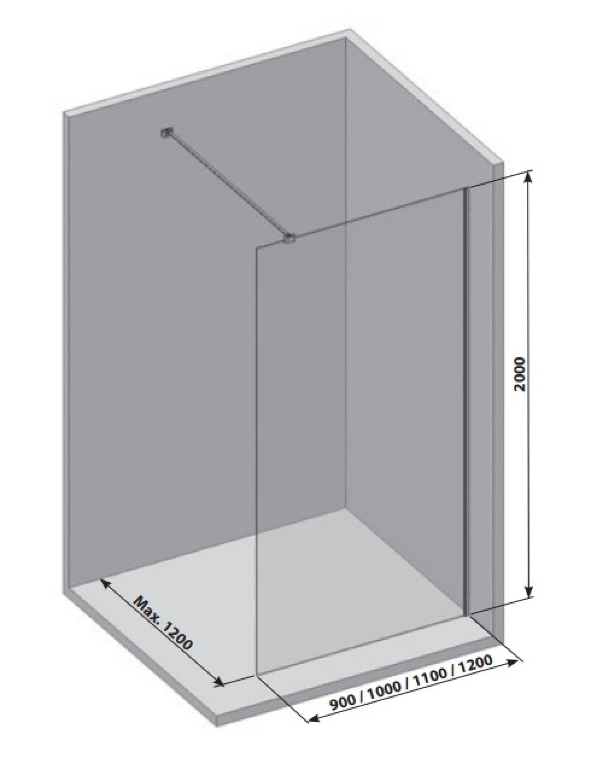 Душевая перегородка Ravak Walk-In Wall Air GW9W70300Z1C 90х200 см витраж транспарент, профиль чёрный