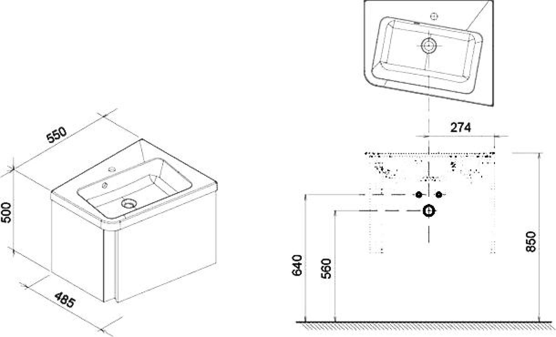 Мебель для ванной Ravak SD 10° 55 темный орех R