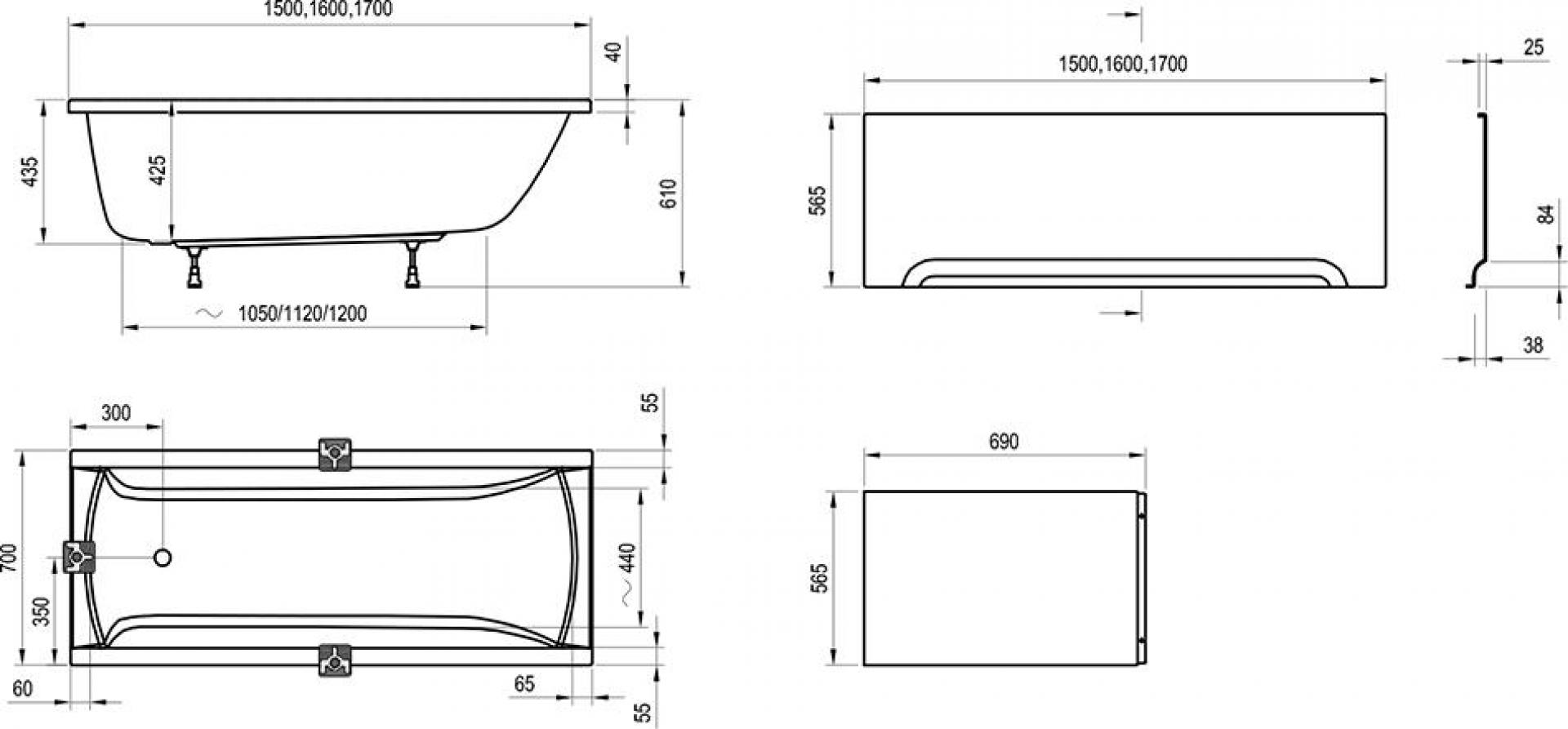 Передняя панель A U для ванн Ravak Classic, Vanda II 160 CZ001S0A00