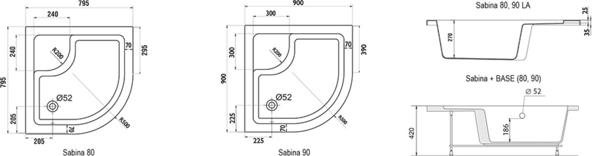 Душевой поддон Ravak Sabina-90 LA белый A217001020