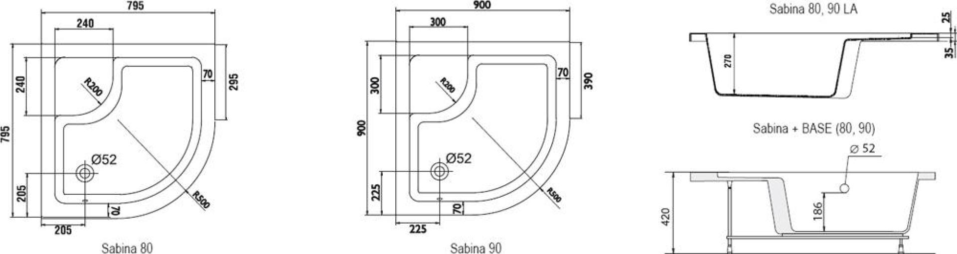 Опорная конструкция для душевого поддона Ravak Sabina 90 Base B2C0000001