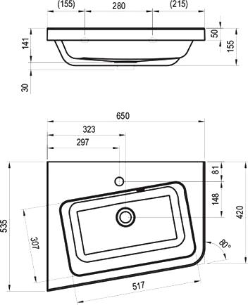 Мебель для ванной Ravak SD 10° 65 белая L