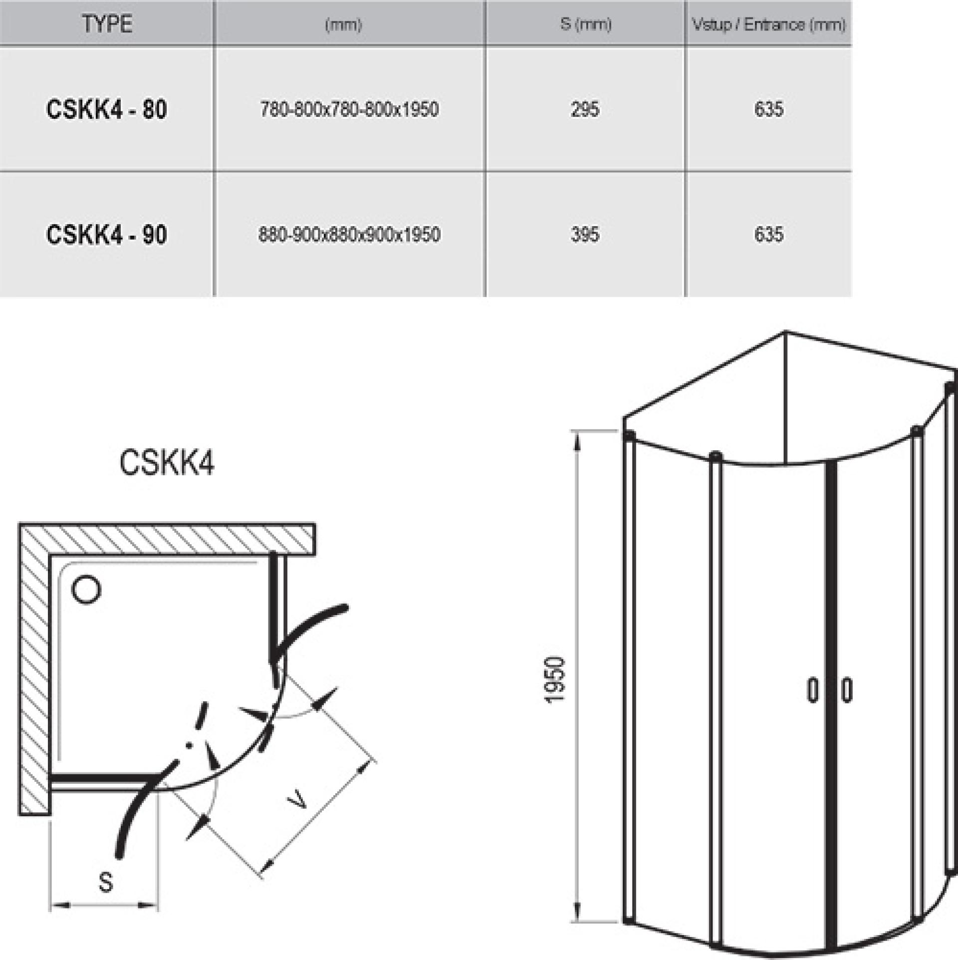 Душевой уголок Ravak Chrome CSKK4-80 белый+транспарент 3Q140100Z1