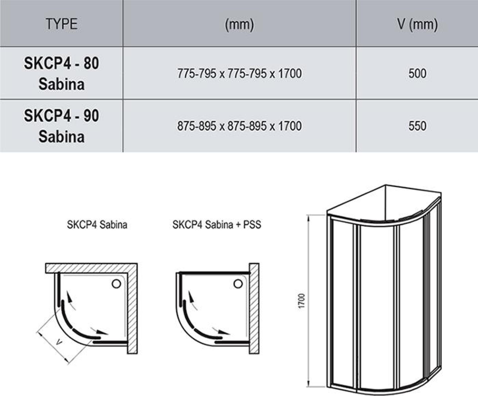 Душевой уголок Ravak Supernova SKCP4 Sabina 31144V100Z1 80х80 см, transparent, белый