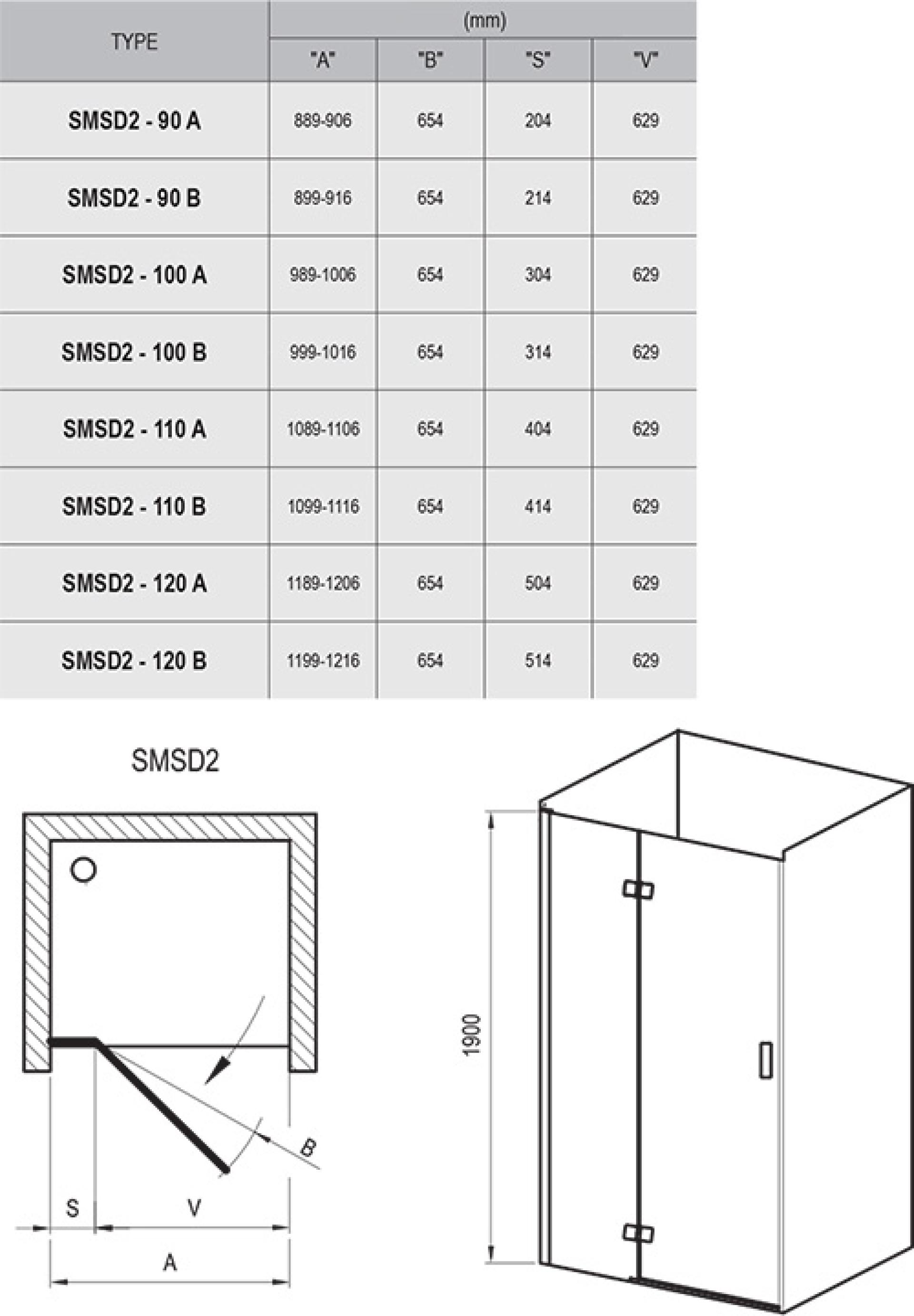 Душевая дверь Ravak Smartline SMSD2-90 B-L хром + транспарент 0SL7BA00Z1