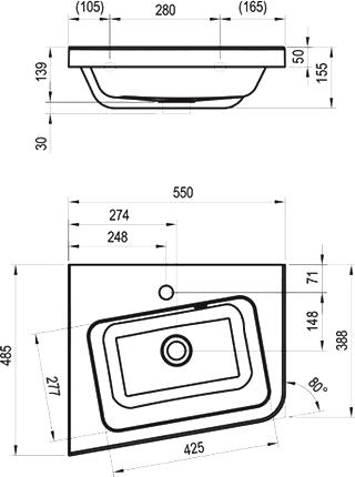 Мебель для ванной Ravak SD 10° 55 темный орех L