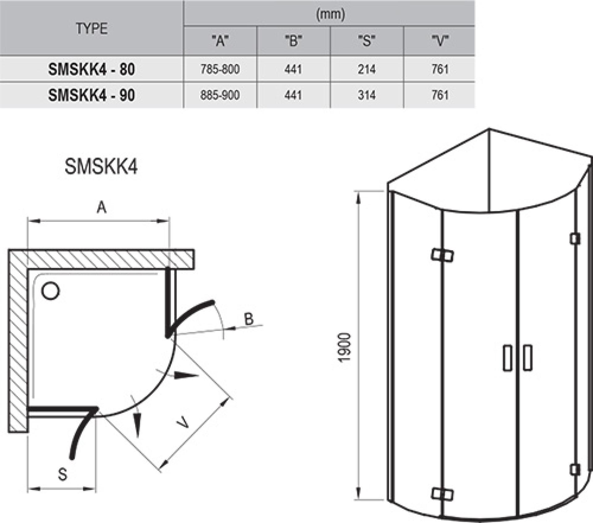 Душевой уголок Ravak SmartLine SMSKK4-90 хром + транспарент 3S277A00Y1