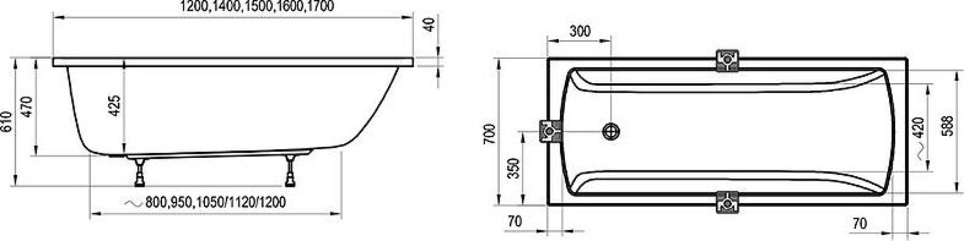 Акриловая ванна Ravak Classic II 150x70 CC31000000, белый