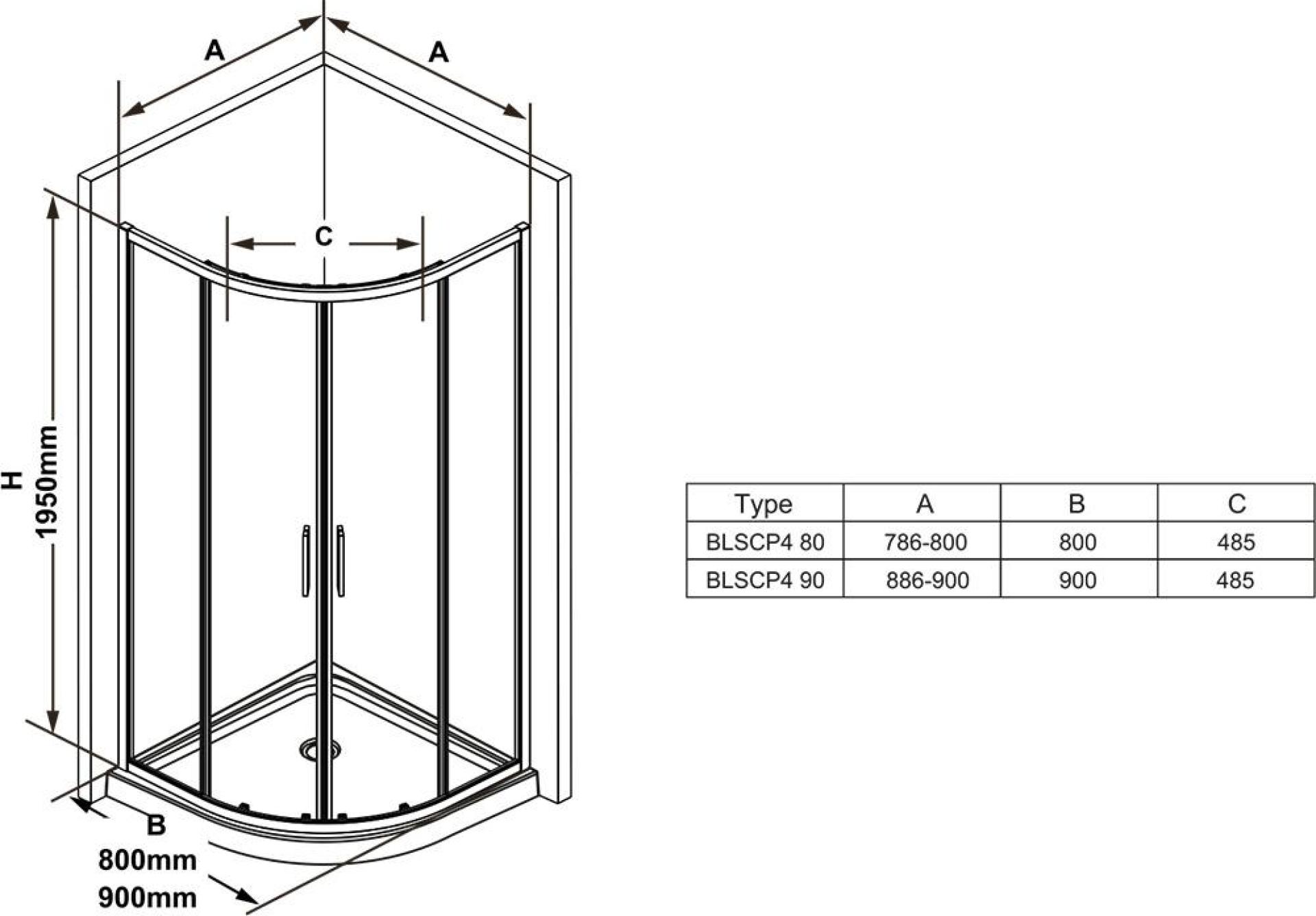 Душевой уголок Ravak Blix Slim BLSCP4 X3BM40C00Z1 80х80 см, transparent, хром