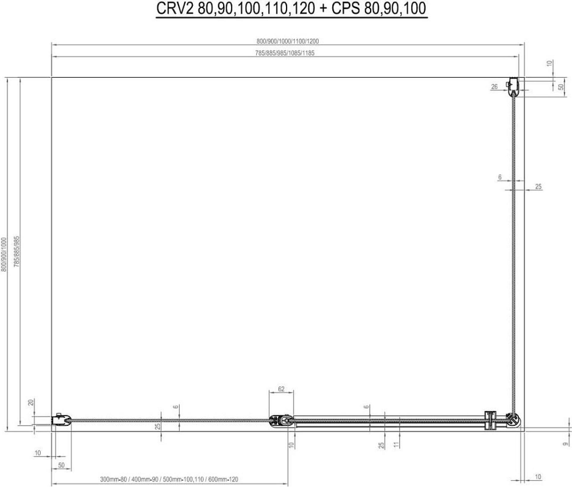 Душевой уголок Ravak Chrome CRV2-120+CPS-100 белый+транспарент