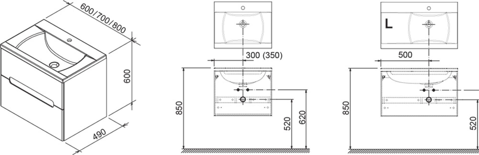 Тумба для комплекта 70 см Ravak SD Classic II X000000907, береза/белый