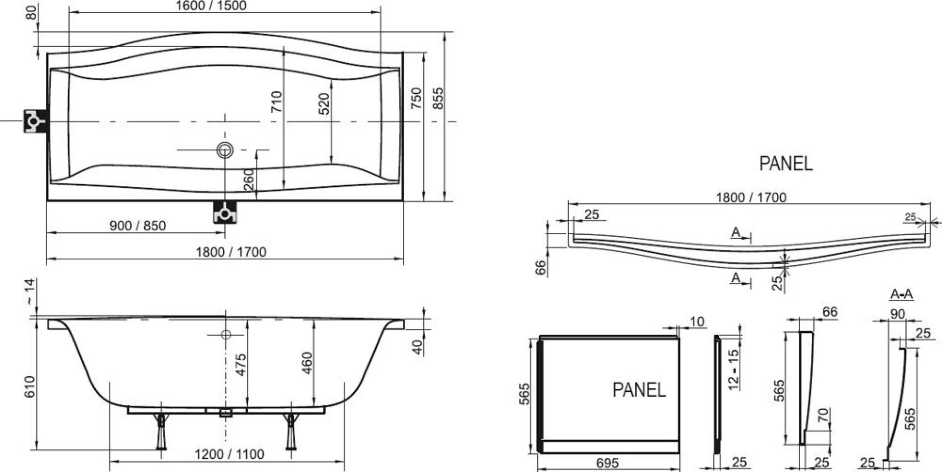 Акриловая ванна Ravak Magnolia PU-PLUS 170x75 C511000000