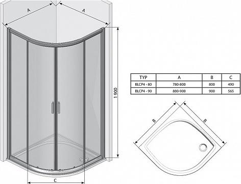 Душевой уголок Ravak Blix BLCP4-80 Sabina блестящий+ транспарент 3B240C40Z1