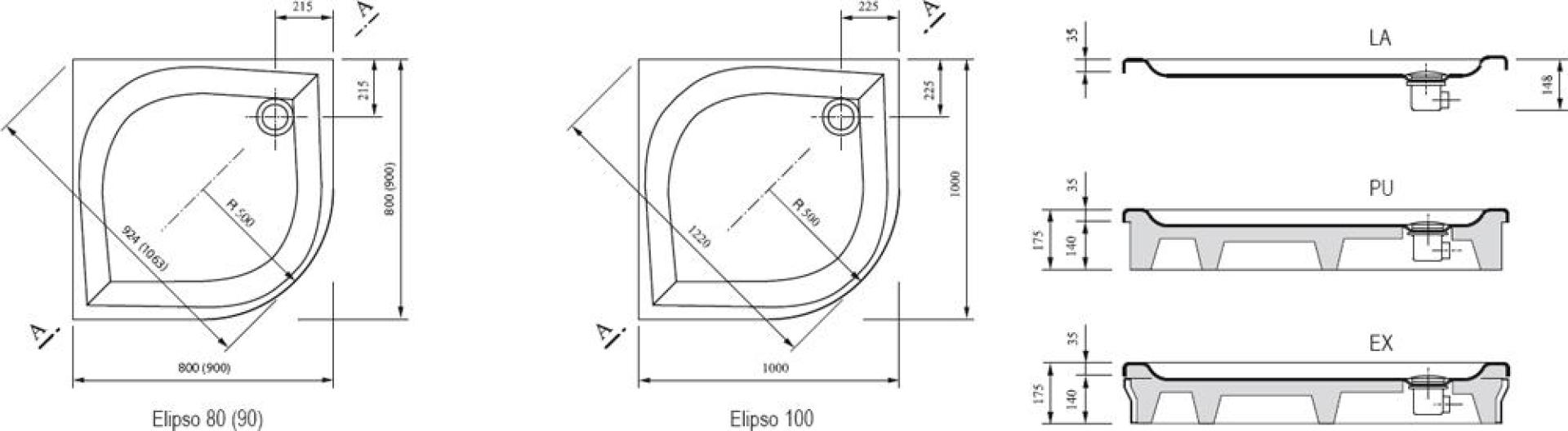 Душевой поддон Ravak Galaxy/Elipso-100 LA белый A22AA01210