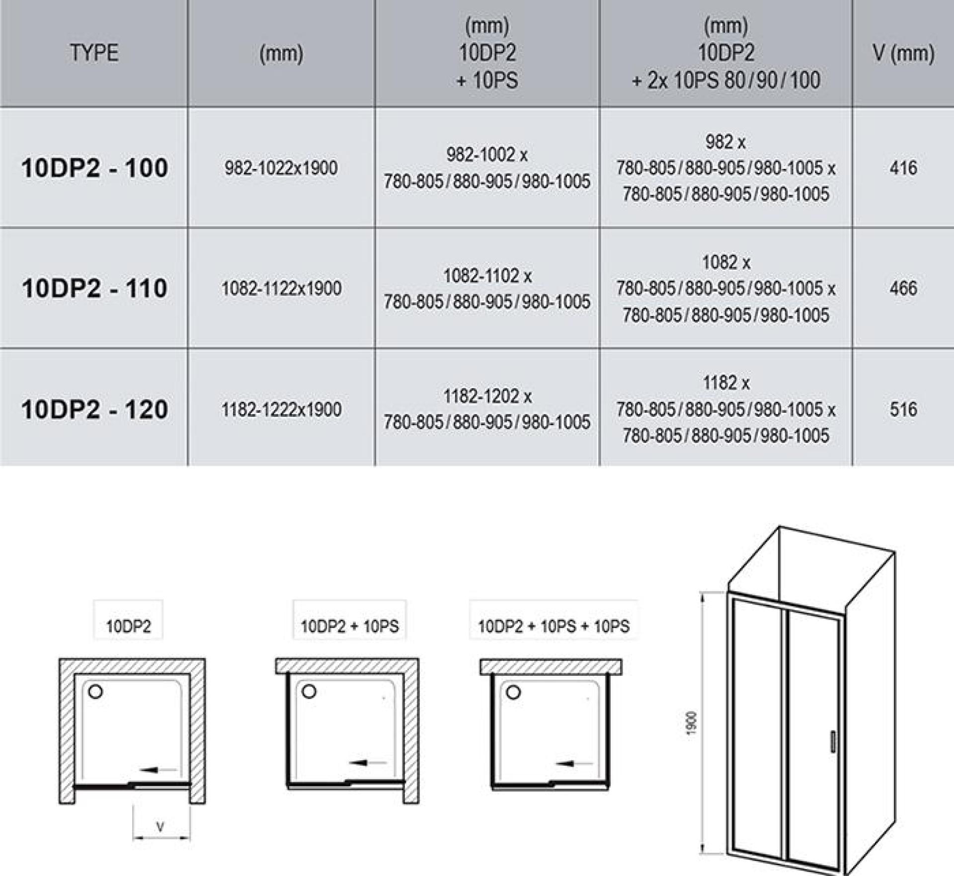 Душевой уголок Ravak 10° 10DP2-100+10PS-100