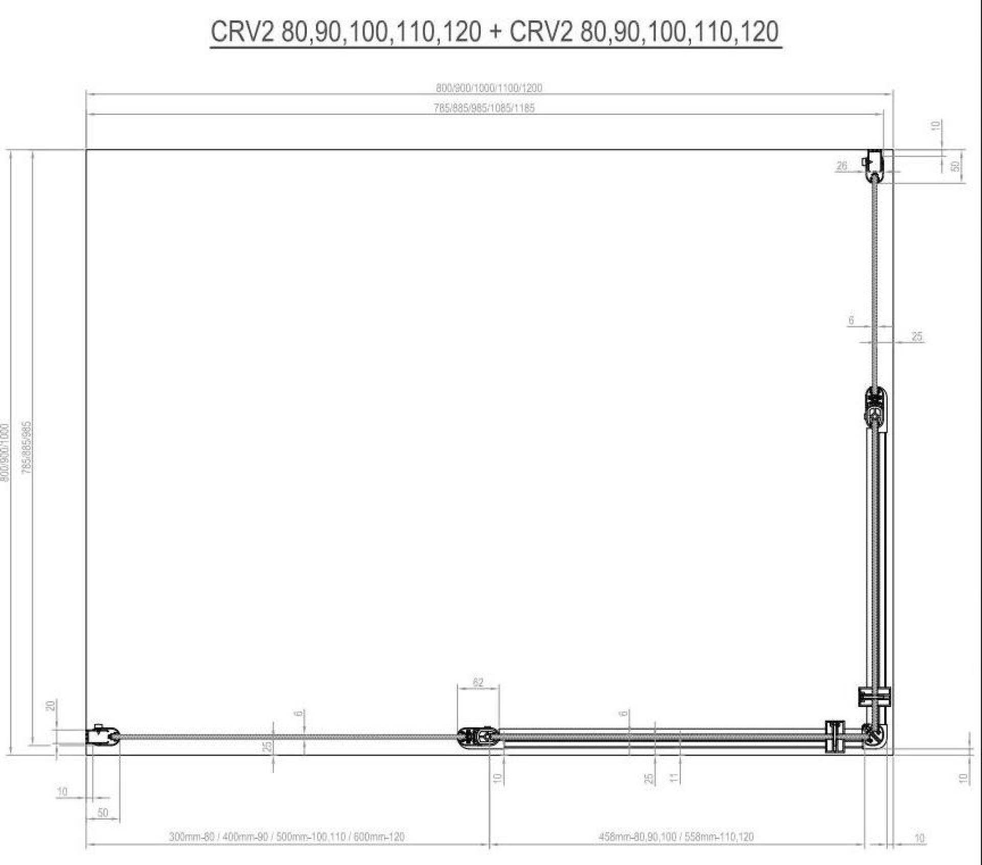 Душевой уголок Ravak Chrome CRV2-100+CPS-90 белый + транспарент