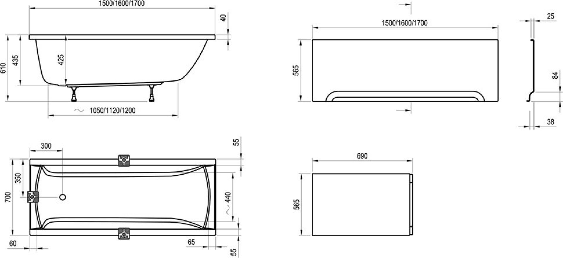 Акриловая ванна 150x70 N Ravak Classic C521000000