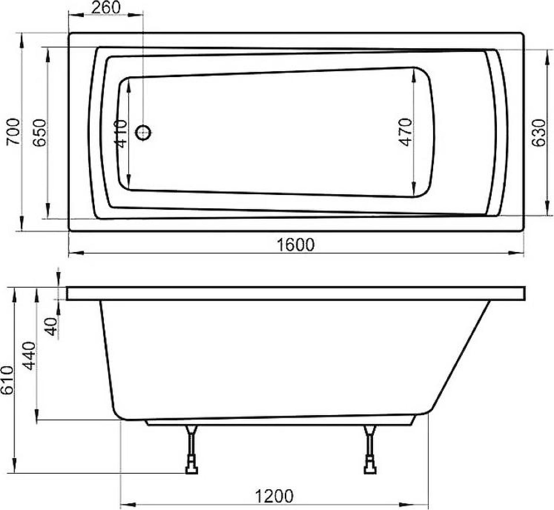 Акриловая ванна Ravak Domino ‎Plus 160x70 C621R00000 без гидромассажа