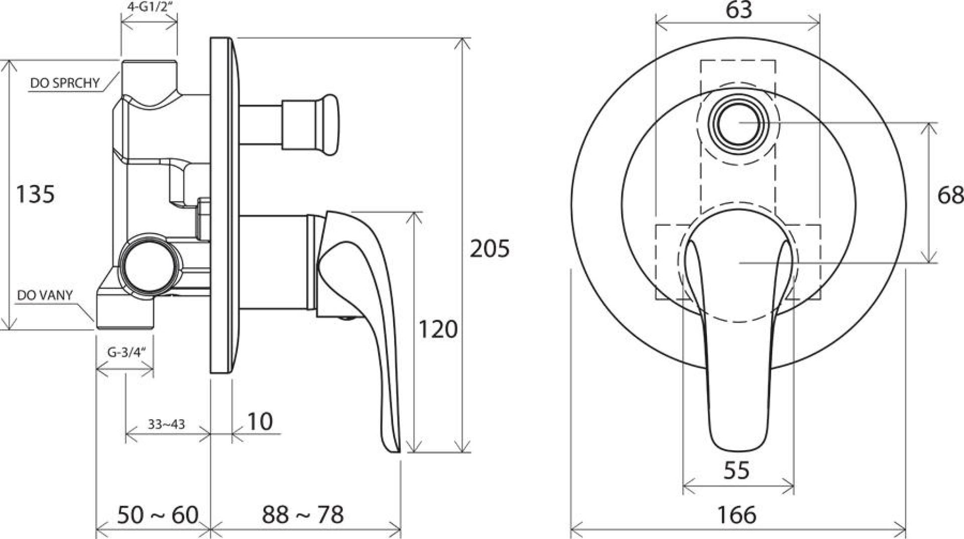 Смеситель для ванны встроенный Ravak Rosa RS 061.00 X070014