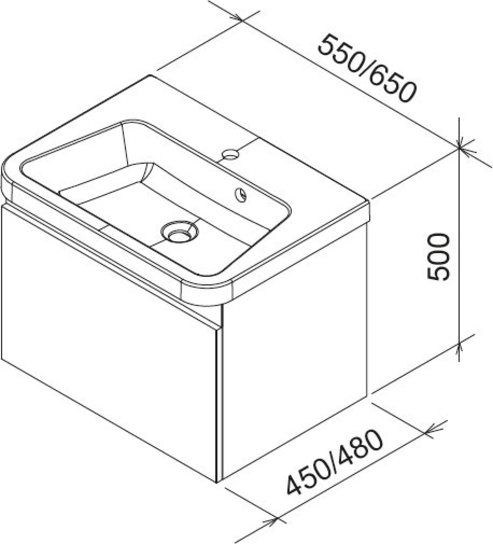 Тумба под умывальник Ravak 10° SD 65х48 серая X000000737