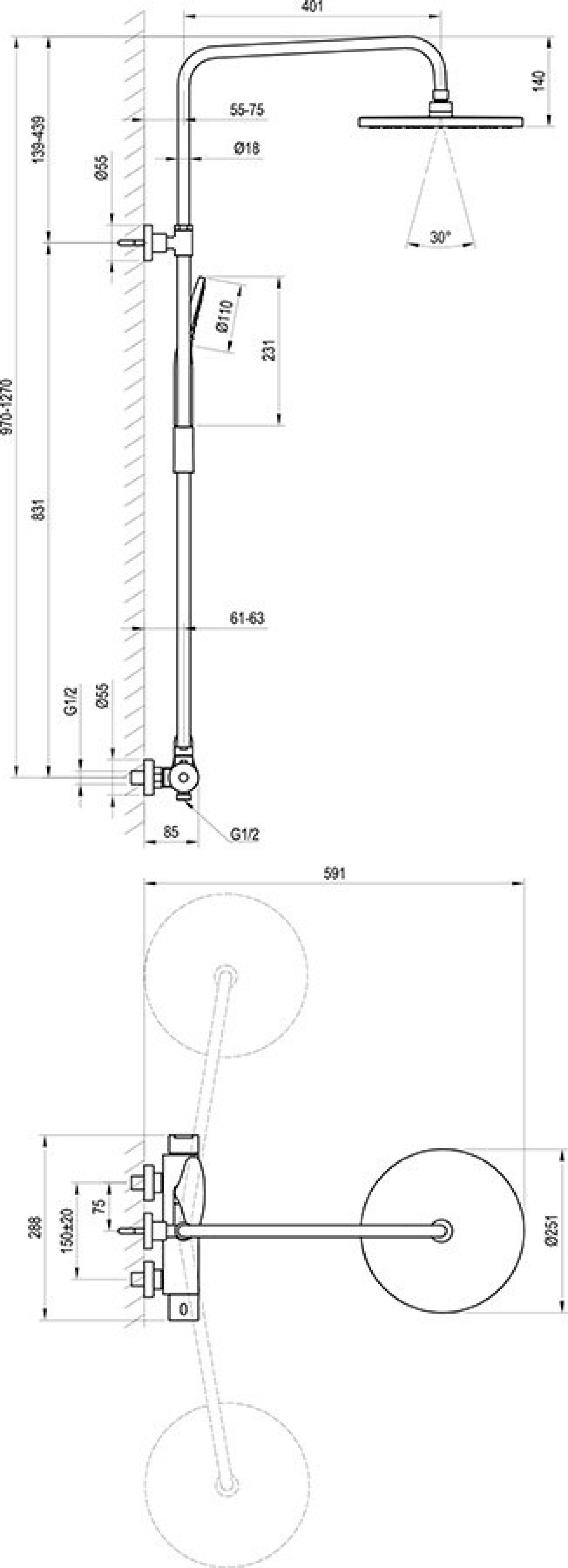 Душевая стойка Ravak DS 091.00 X07P643, хром