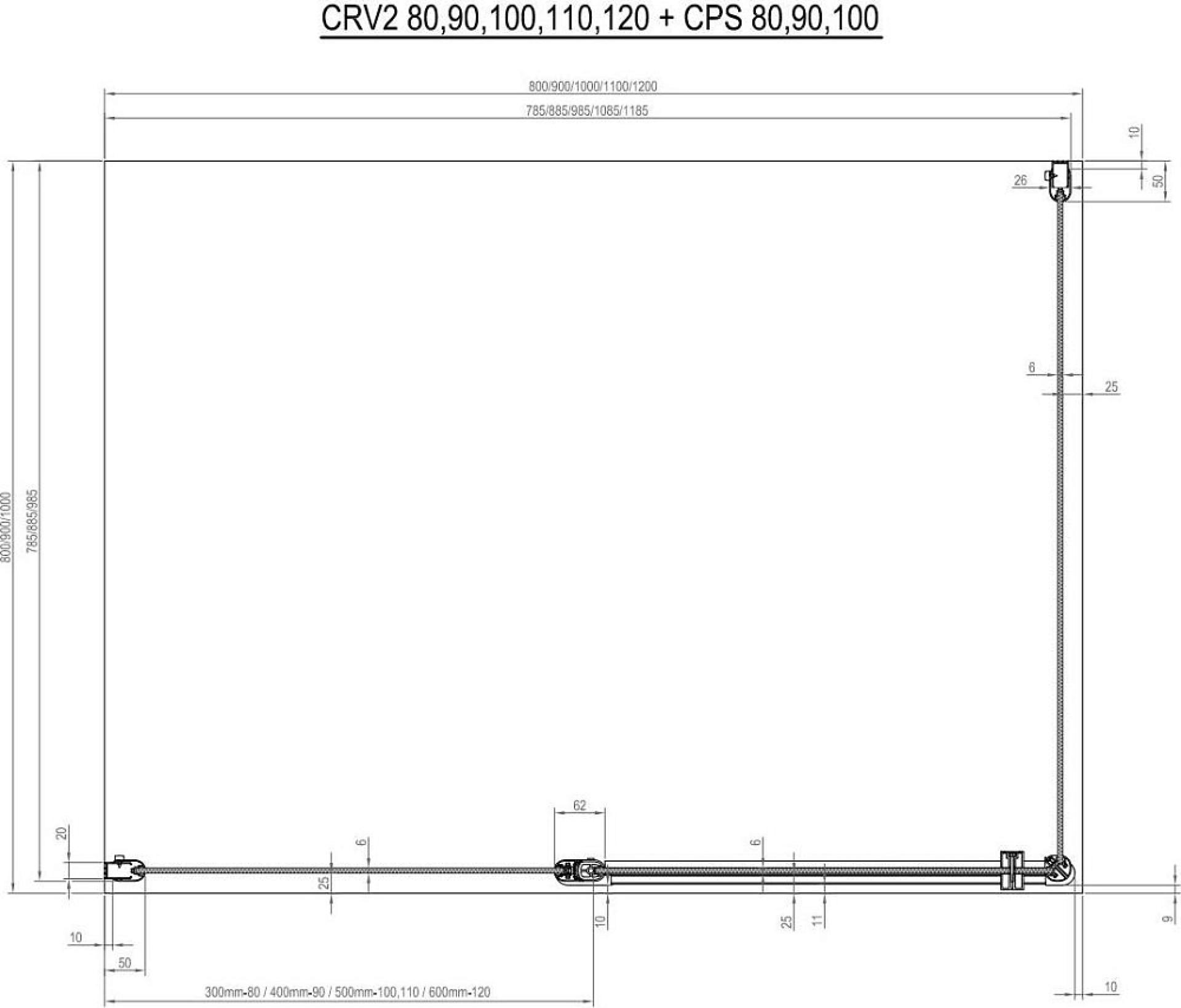 Душевой уголок Ravak Chrome CRV2-110+CPS-90 белый+транспарент