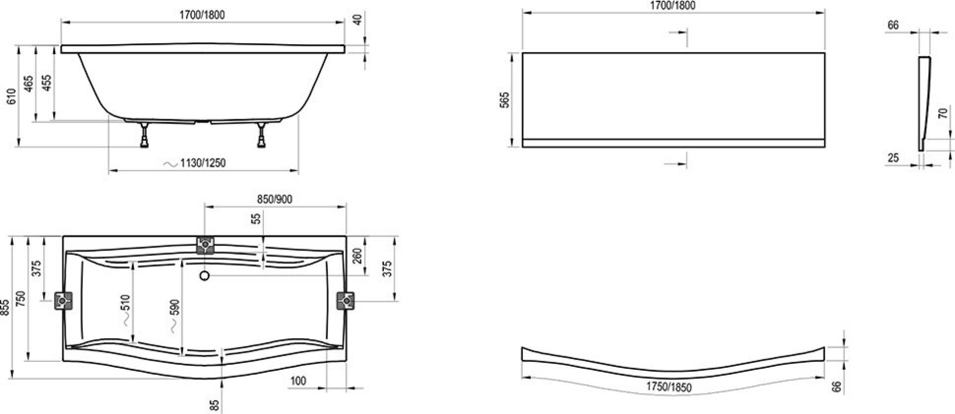 Акриловая ванна 170х75 Ravak Magnolia C501000000