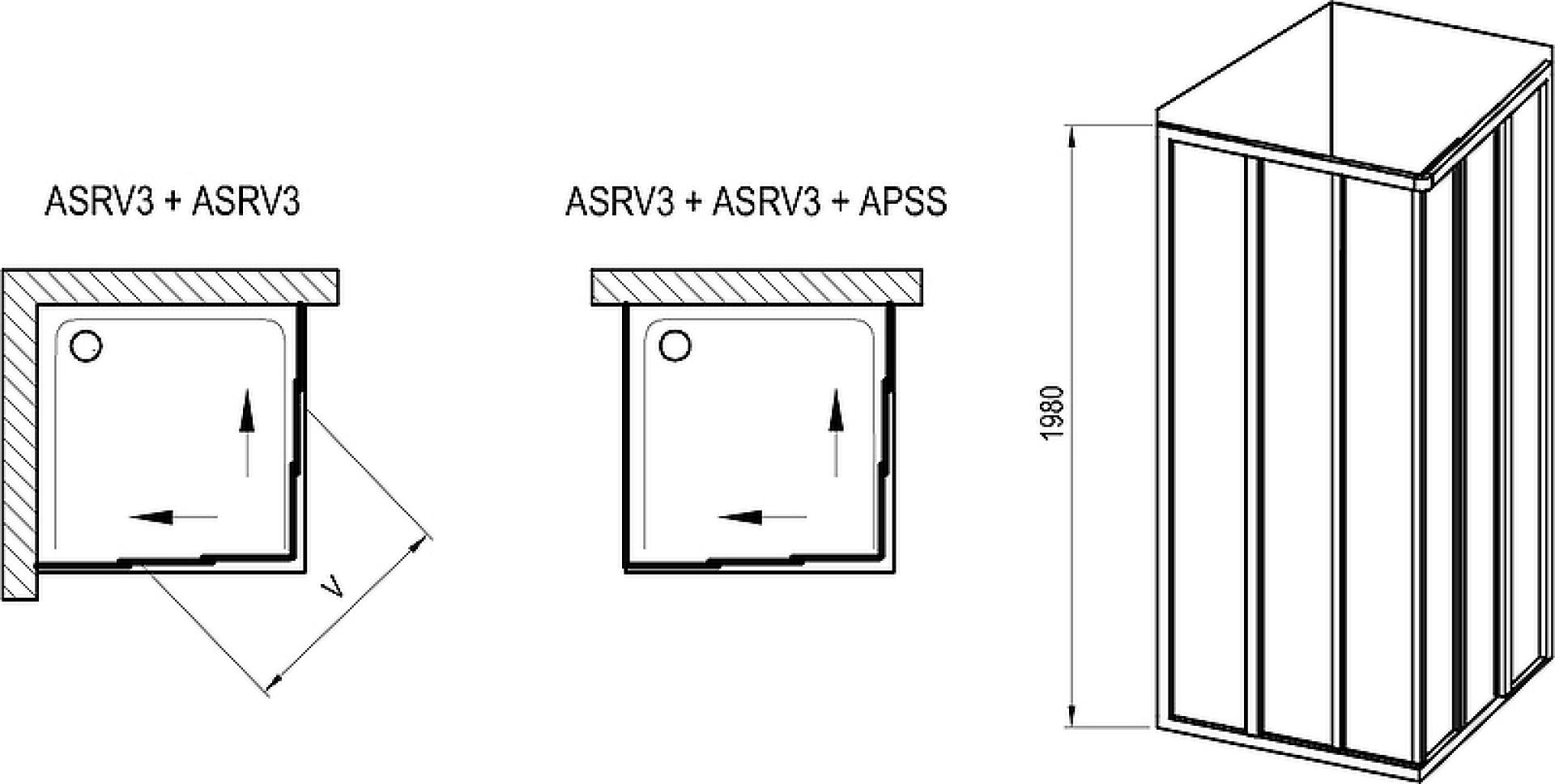 Душевая дверь Ravak Supernova ASRV3-80 198 15V403R2Z1 профиль черный, стекло transparent