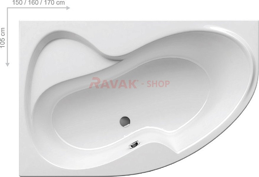 Акриловая ванна Ravak Rosa II PU-PLUS L 170x105 C2210P0000