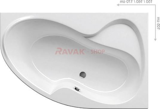 Акриловая ванна Ravak Rosa II PU-PLUS R 160x105 CL210P0000