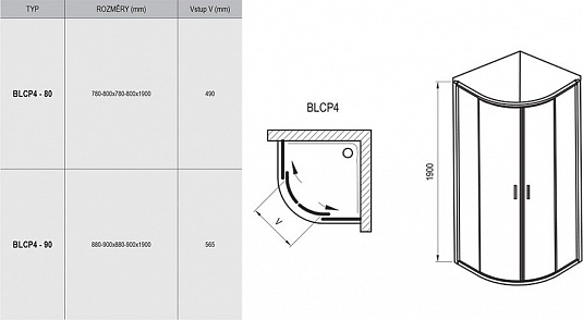 Душевой уголок Ravak Blix BLCP4-80 белый + транспарент AntiCalc 3B240100Z1