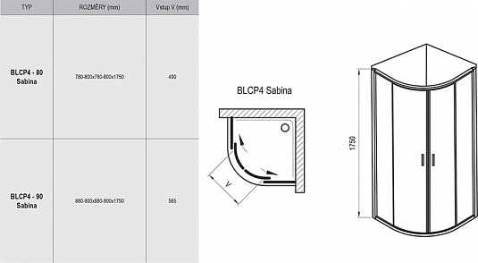 Душевой уголок Ravak Blix BLCP4-80 SABINA сатин+ грапе 3B240U40ZG