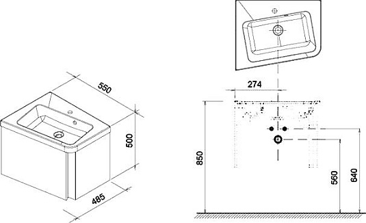 Мебель для ванной Ravak SD 10° 55 темный орех L