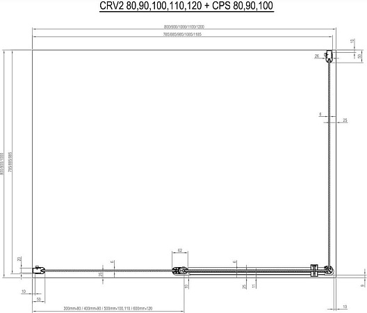 Душевой уголок Ravak Chrome CRV2-120+CPS-90 белый+транспарент