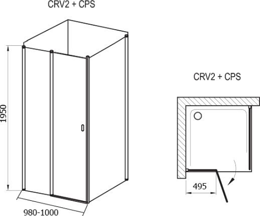 Душевой уголок Ravak Chrome CRV2-100+CPS-90 белый + транспарент