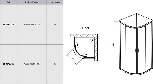 Душевой уголок Ravak Blix BLCP4-90 белый + транспарент AntiCalc 3B270100Z1