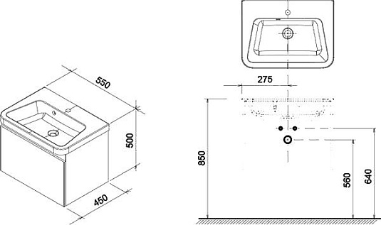 Тумба с раковиной Ravak SD 10° 55 темный орех